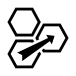 An icon containing three hexagons and an arrow.